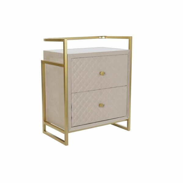 Side table DKD Home Decor Beige Golden Metal Crystal 60 x 35 x 75 cm Online Sale