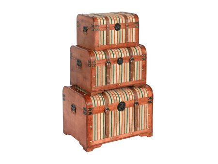 Set of Chests Home ESPRIT Wood Canvas Colonial 61 x 43 x 42,5 cm 60 x 43,5 x 42 cm (3 Units) For Discount