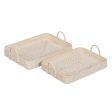 Tray White Bamboo Rattan 45 x 34 x 13 cm (2 Units) Sale