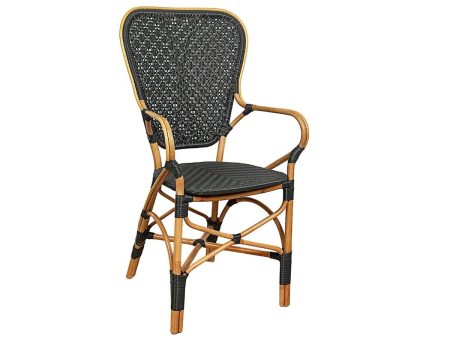 Armchair Romimex Black Natural Bamboo Rattan 52 x 103 x 59 cm on Sale