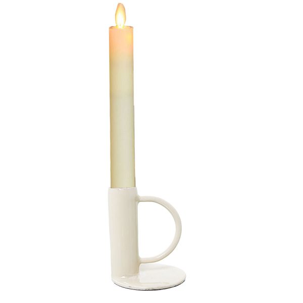 Candleholder Alexandra House Living White Golden Metal 7 x 9 x 7 cm Enamelled Metal For Cheap