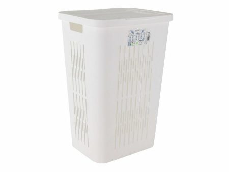 Laundry Basket Tontarelli Bella Double lid 60 L White 40,5 x 33 x 59 cm (5 Units) For Cheap