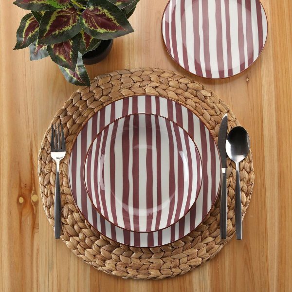 Dinnerware Set Versa Venecia 18 Pieces Brown Porcelain Online now