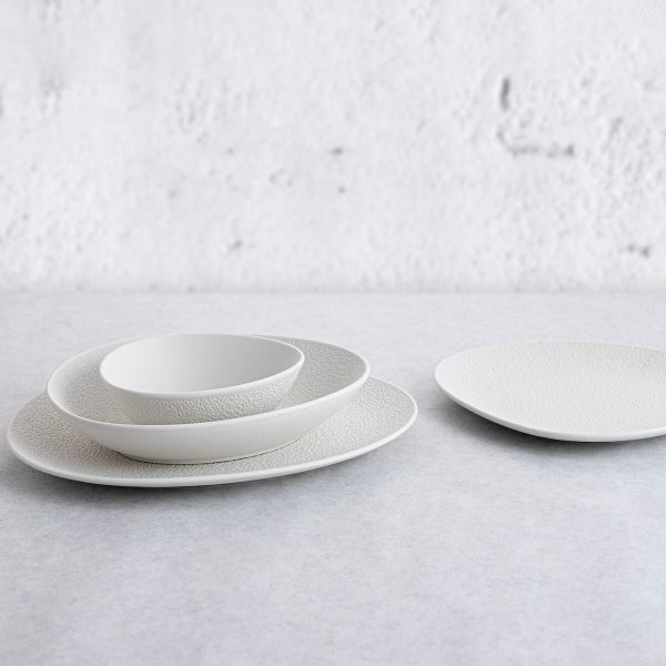 Snack tray Bidasoa Fosil White Ceramic Aluminium Oxide Oval 39,1 x 26,3 x 3,4 cm (4 Units) Online now