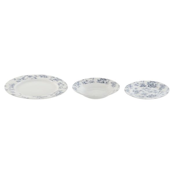 Dinnerware Set Home ESPRIT Blue Porcelain Floral 18 Pieces 27 x 27 x 2 cm For Cheap