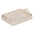 Tray White Bamboo Rattan 45 x 34 x 13 cm (2 Units) Sale