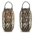 Candleholder Brown wicker Glass 11,5 x 12 cm on Sale