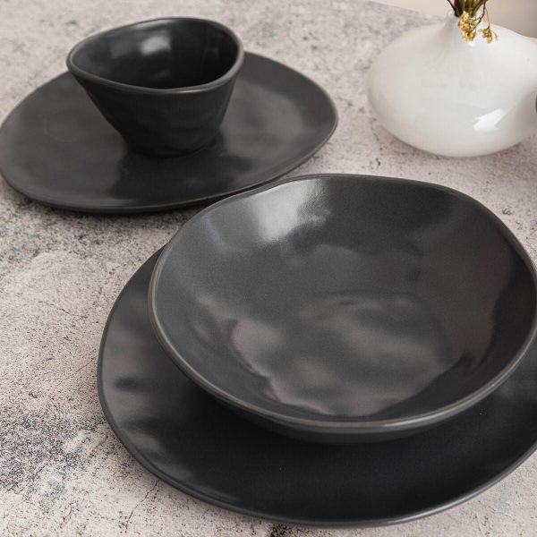 Flat Plate Bidasoa Cosmos Black Ceramic 23 cm (6 Units) Fashion