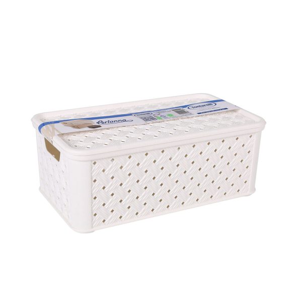 Storage Box with Lid Tontarelli Arianna Plastic White 4 L 29 x 16,6 x 11,2 cm (8 Units) Fashion