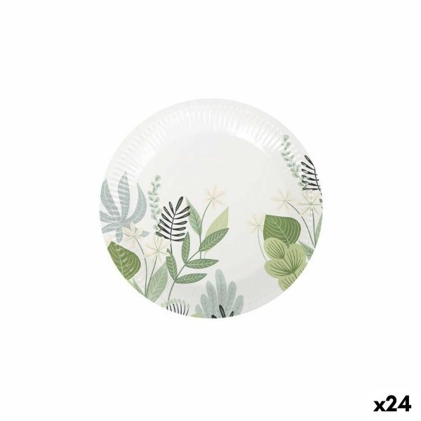 Plate set Algon Disposable Cardboard Floral 12 Pieces 18 cm (24 Units) Online now