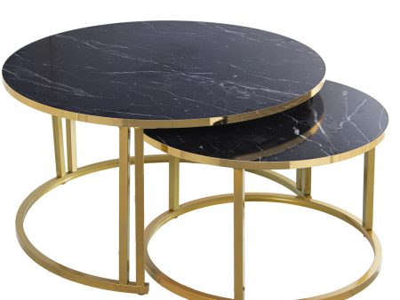 Set of 2 tables Alexandra House Living Black Golden Wood on Sale