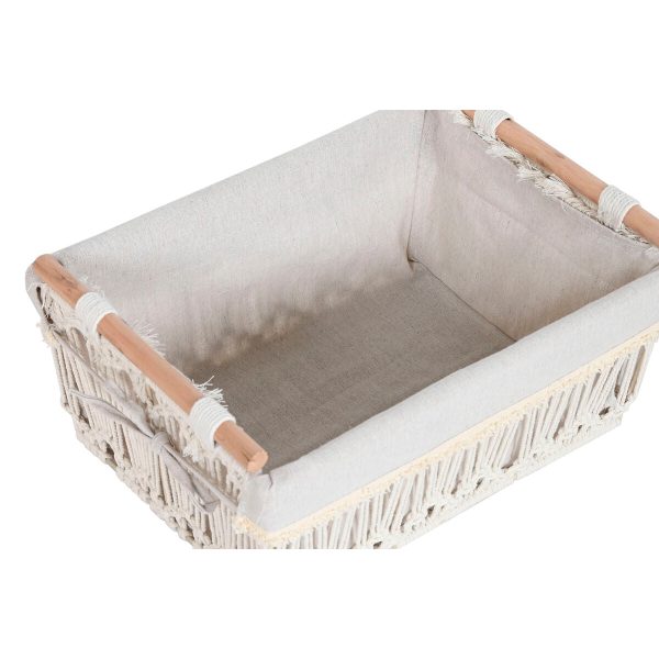 Laundry basket Home ESPRIT White Natural Metal Shabby Chic 42 x 32 x 51 cm 5 Pieces on Sale