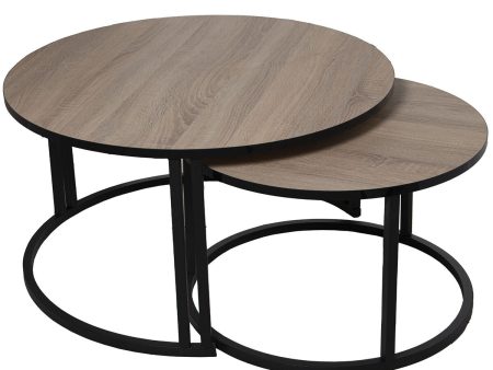 Set of 2 tables Alexandra House Living Brown Black Wood Sale