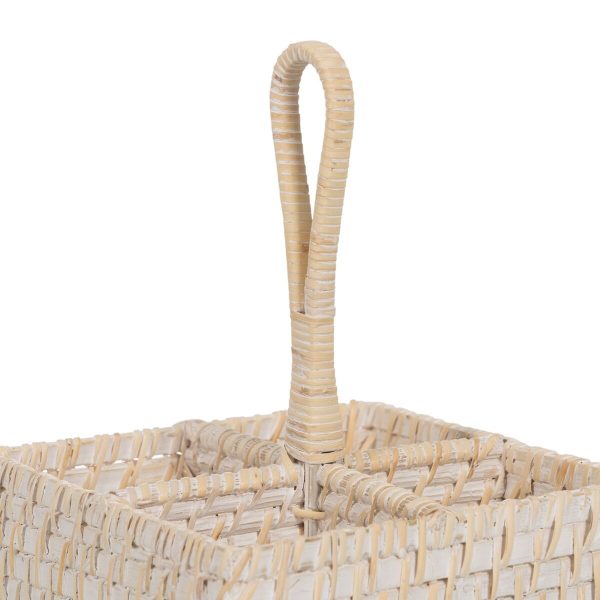 Cutlery basket White Bamboo Rattan 19 x 19 x 27 cm Online Sale