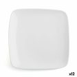 Flat plate Ariane Vital Square Squared Ceramic White 24 x 19 cm (12 Units) Discount