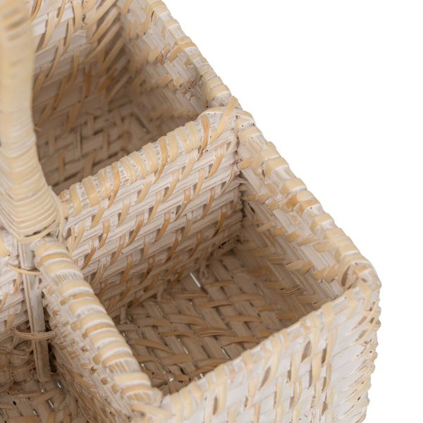 Cutlery basket White Bamboo Rattan 19 x 19 x 27 cm Online Sale