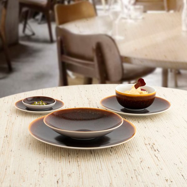 Deep Plate Ariane Coupe Decor Ceramic Brown (20 cm) (6 Units) For Sale