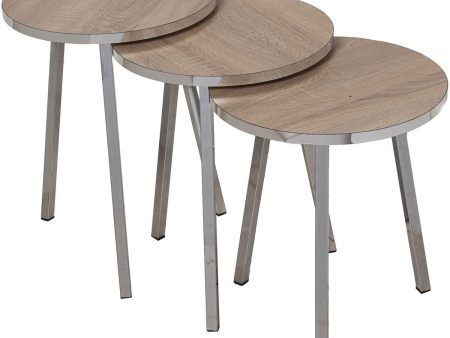 Set of 3 tables Alexandra House Living Brown Golden Wood Discount