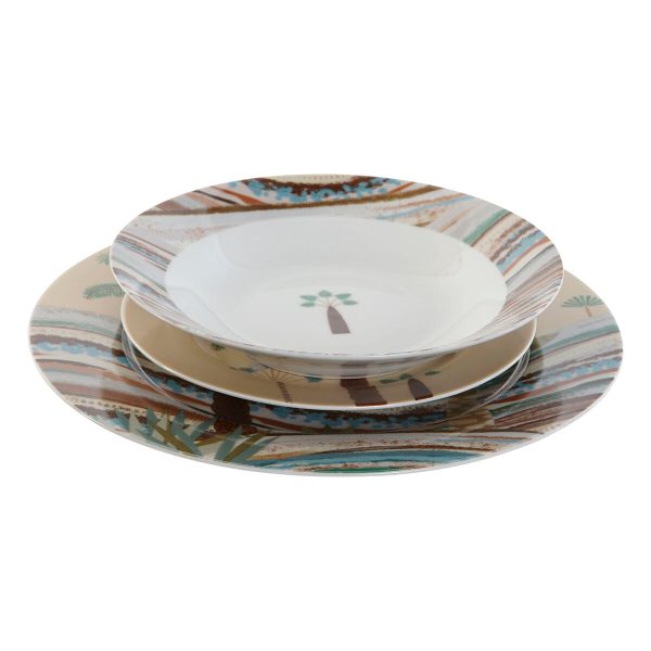 Dinnerware Set Home ESPRIT Beige Multicolour Porcelain 18 Pieces 27 x 27 x 2 cm Supply