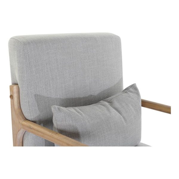 Armchair DKD Home Decor MB-179429 Grey Natural Light grey Rubber wood Sixties 66 x 88 x 78 cm For Cheap