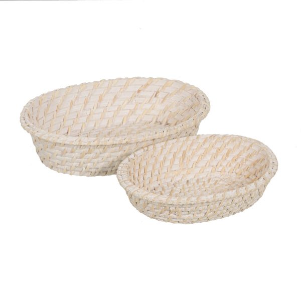 Tray White Bamboo Rattan 29 x 22 x 7 cm (2 Units) on Sale