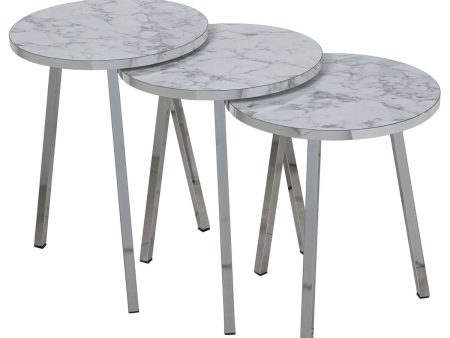 Set of 3 tables Alexandra House Living Silver Wood Fashion