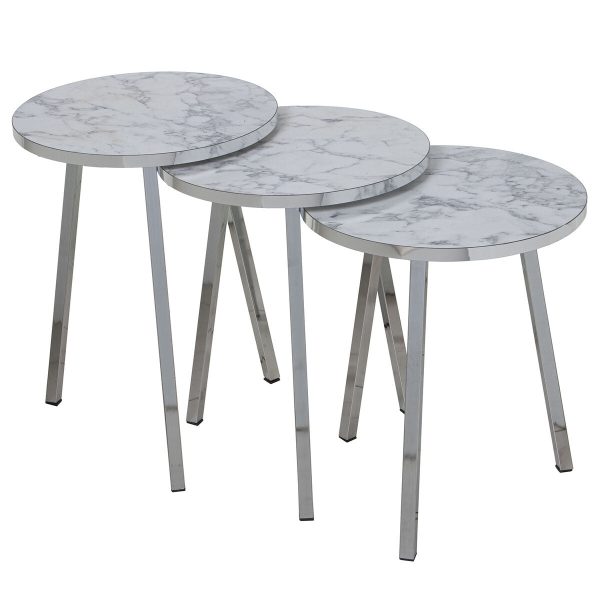 Set of 3 tables Alexandra House Living Silver Wood Fashion