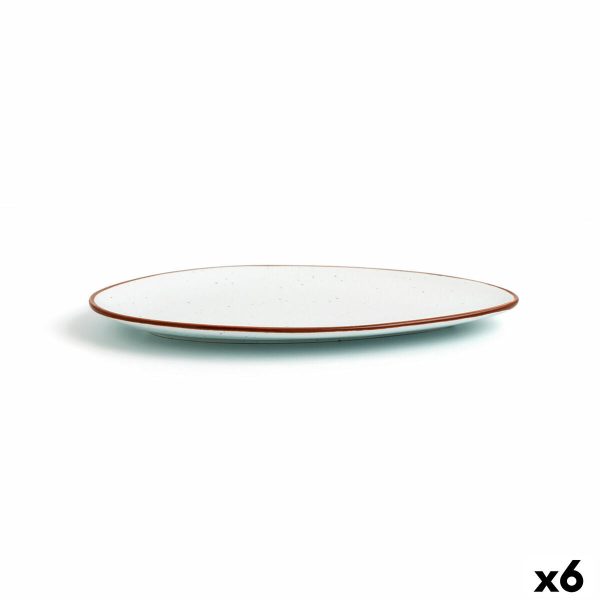 Flat plate Ariane Terra Triangular Ceramic Beige (Ø 29 cm) (6 Units) Sale