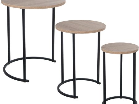 Set of 3 tables Alexandra House Living Brown Black Wood on Sale