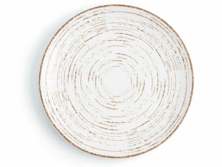 Flat Plate Ariane Tornado White Bicoloured Ceramic Ø 21 cm (12 Units) Hot on Sale