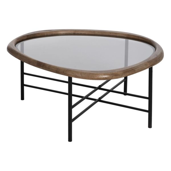 Centre Table Black Natural Crystal Iron Rubber wood 76 x 81 x 38 cm For Sale