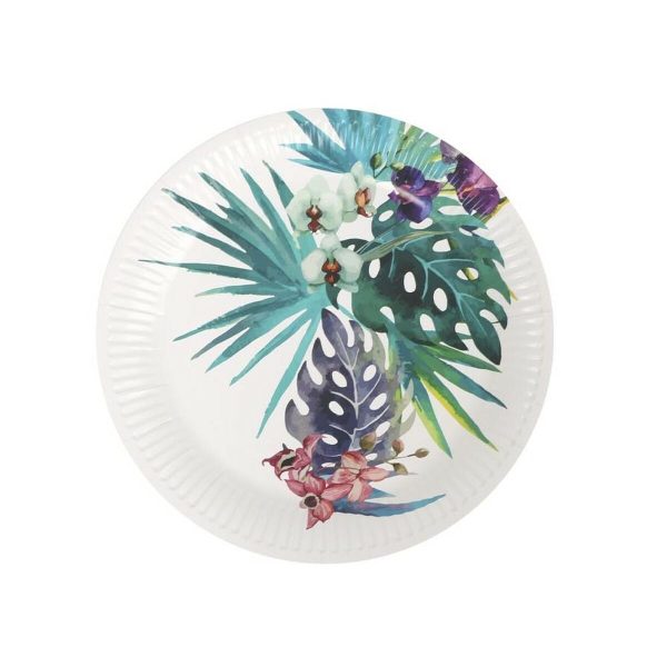 Plate set Algon Disposable Cardboard Tropical 8 Pieces 23 cm (24 Units) Online Sale