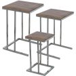 Set of 3 tables Alexandra House Living Brown Silver Wood Hot on Sale