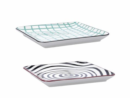 Snack tray Bidasoa Zigzag Multicolour Ceramic 21 x 21 cm (6 Units) For Sale