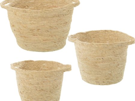 Set of Baskets Alexandra House Living 03768 Brown wicker Rattan Natural Fibre (3 Units) For Sale