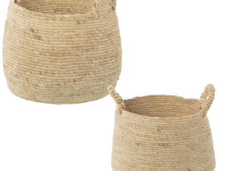 Set of Baskets Alexandra House Living 03769 Brown wicker Rattan Natural Fibre (2 Units) Discount