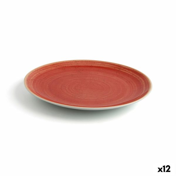 Flat Plate Ariane Terra Red Ceramic Ø 21 cm (12 Units) Supply