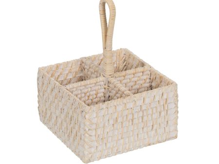 Cutlery basket White Bamboo Rattan 19 x 19 x 27 cm Online Sale