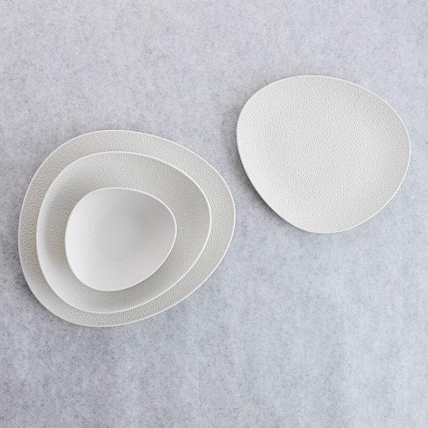 Snack tray Bidasoa Fosil White Ceramic Aluminium Oxide Oval 39,1 x 26,3 x 3,4 cm (4 Units) Online now