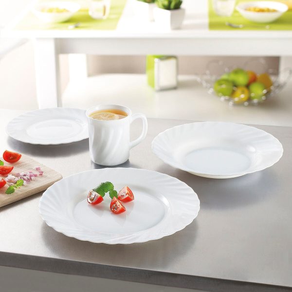 Serving Platter Luminarc Trianon White Glass (Ø 35 cm) (6 Units) For Discount