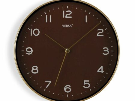 Wall Clock Versa Golden Brown PU (30,5 x 4,3 x 30,5 cm) Hot on Sale