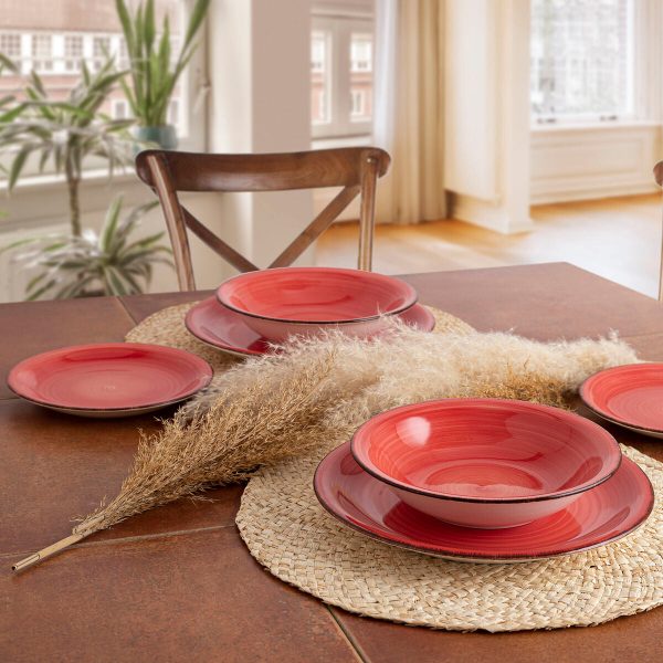 Deep Plate Quid Vita Ceramic Red (ø 21,5 cm) (12 Units) on Sale