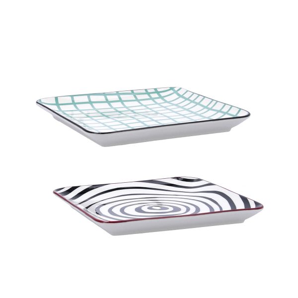 Snack tray Bidasoa Zigzag Multicolour Ceramic 21 x 21 cm (6 Units) For Sale