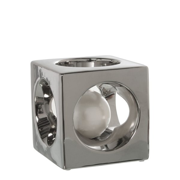 Candleholder Alexandra House Living Silver Ceramic 15 x 15 x 15 cm Online Sale