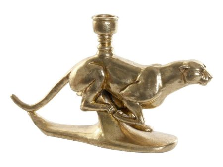 Candle Holder DKD Home Decor Golden Resin Aluminium Leopard Tropical Candle Holder 25 x 6 x 14 cm on Sale