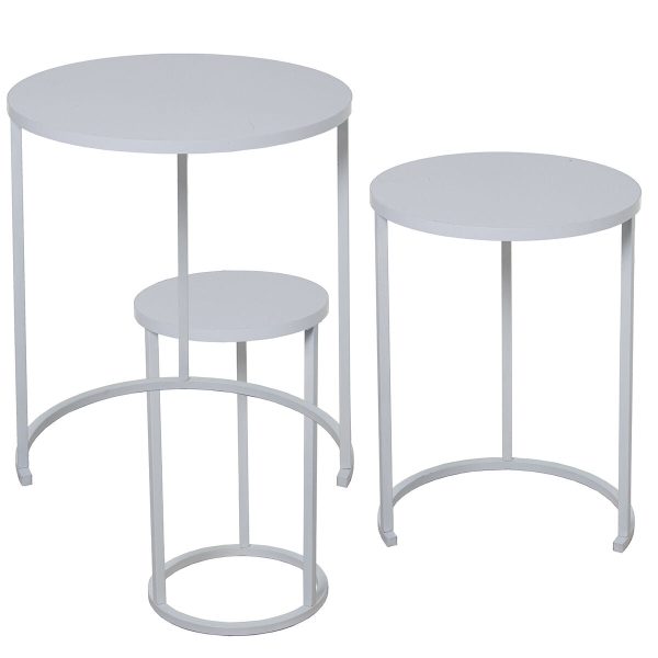 Set of 3 tables Alexandra House Living White Grey Wood Online Sale