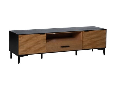 TV furniture ORLEANS Black Natural 154 x 40 x 44 cm For Cheap