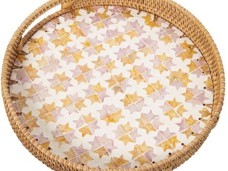 Tray Alexandra House Living Multicolour Rattan Mother of pearl Circular 33 x 35 x 33 cm Supply