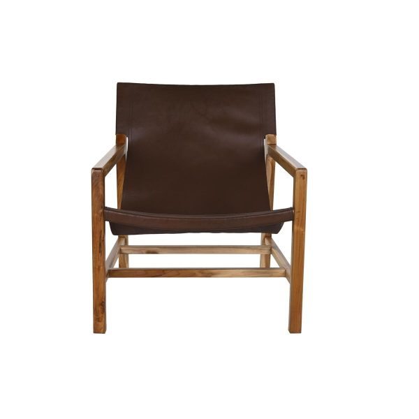 Armchair DKD Home Decor Natural Dark brown Teak 66 x 73 x 77 cm Hot on Sale