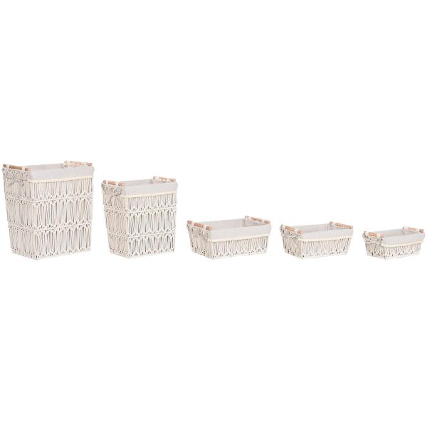 Laundry basket Home ESPRIT White Natural Metal Shabby Chic 42 x 32 x 51 cm 5 Pieces on Sale